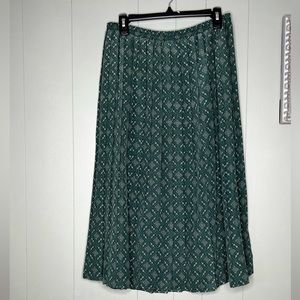 Vintage Leslie Fay green/floral pleated midi skirt